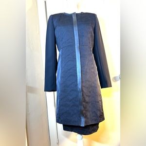 Lafayette 148 Black Sheath Dress with Matching Coat, Size 4